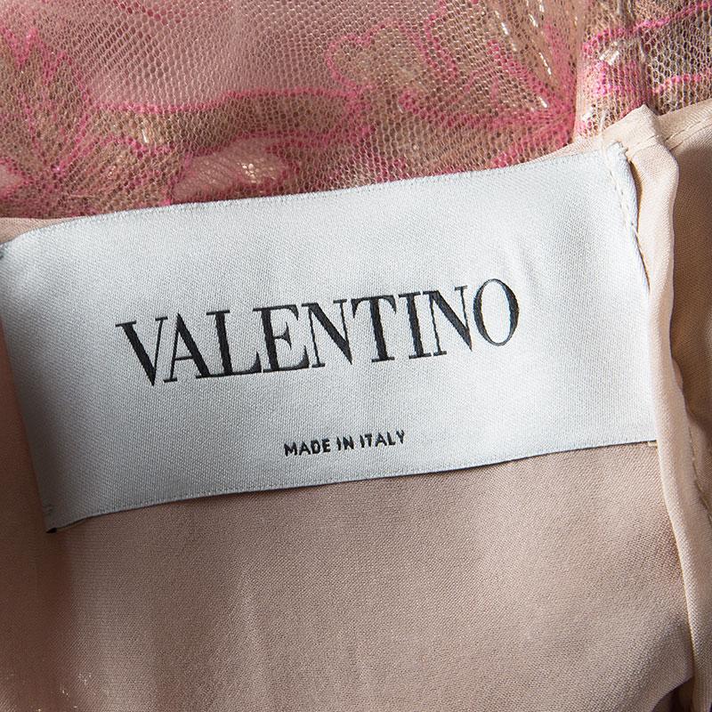 Women's Valentino Pink Sequin Embellished Tulle Gown L