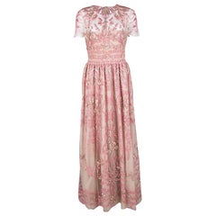 Valentino Pink Sequin Embellished Tulle Gown L