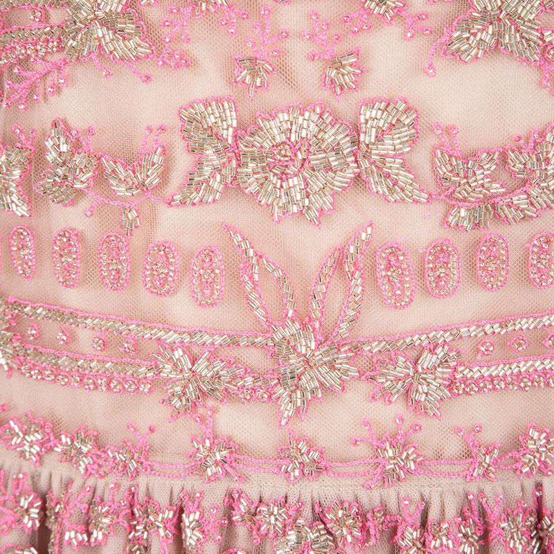 Valentino Pink Sequin Embellished Tulle Gown L 1
