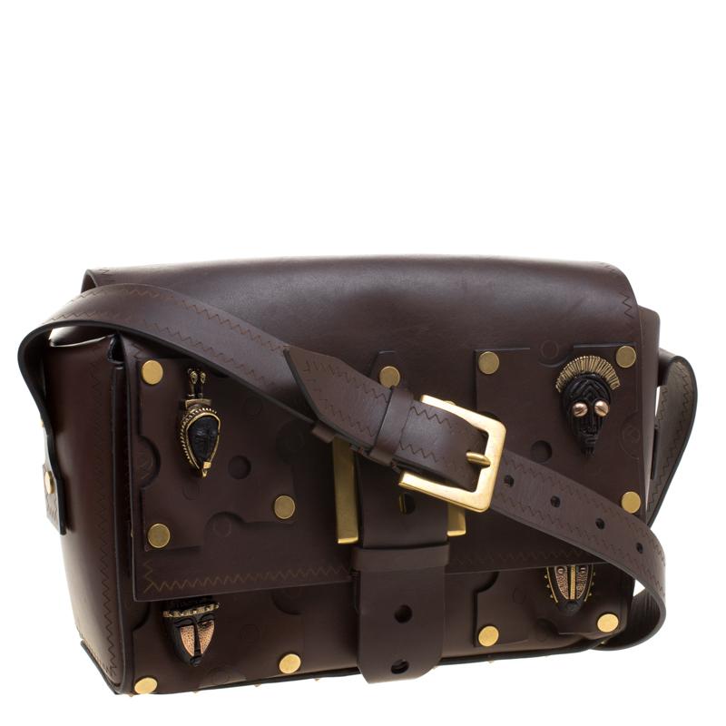 Valentino Dark Brown Leather Tribal Studs Box Bag 2