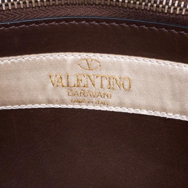 Women's Valentino Dark Brown Leather Tribal Studs Box Bag