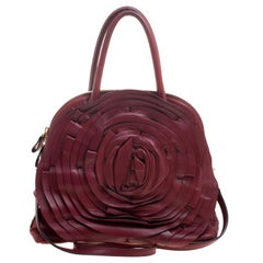 Valentino Red Leather Petale Rose Dome Satchel