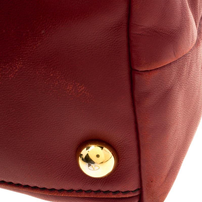 Valentino Red Leather Petale Rose Dome Satchel 2