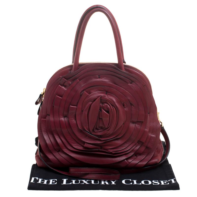Valentino Red Leather Petale Rose Dome Satchel 3