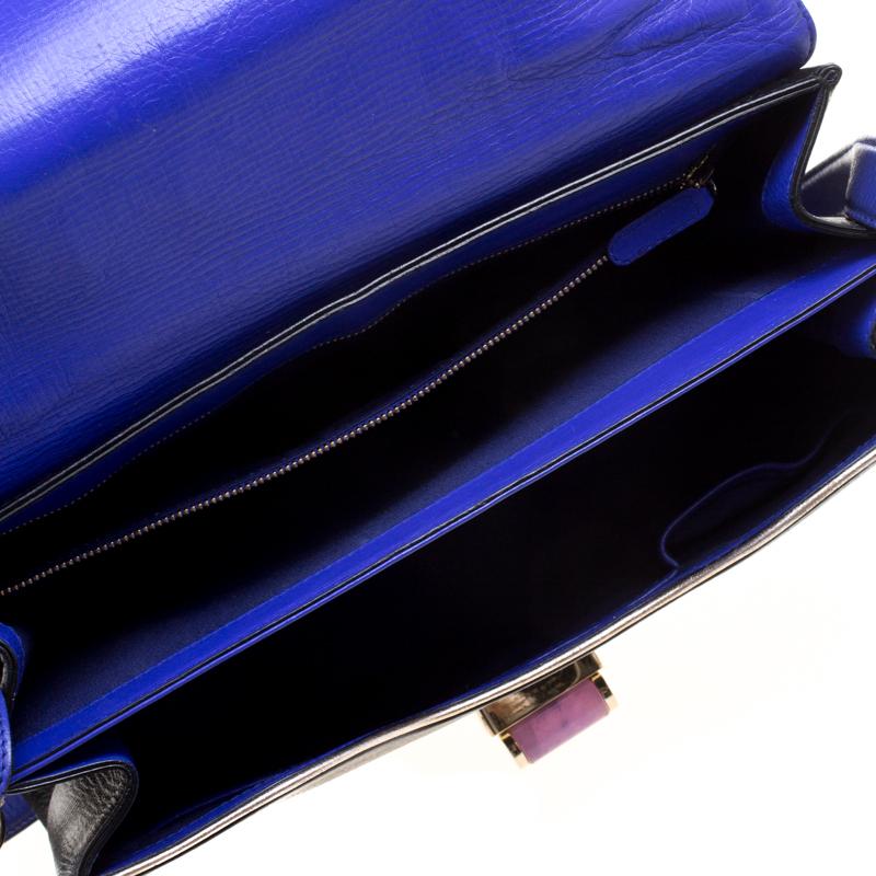 Women's Bvlgari Blue/Black Leather Icona Shoulder Bag