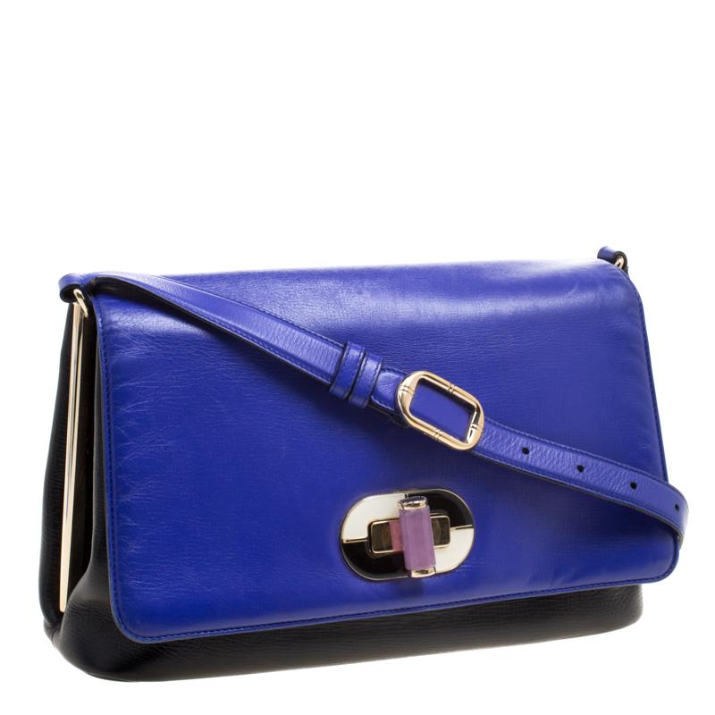 Bvlgari Blue/Black Leather Icona Shoulder Bag 2