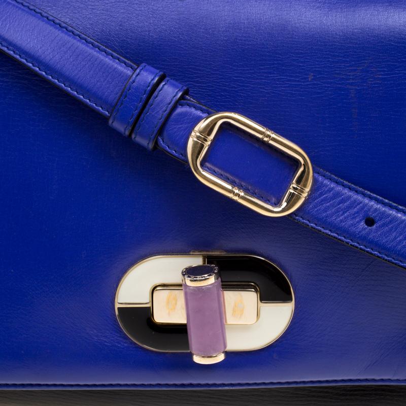 Bvlgari Blue/Black Leather Icona Shoulder Bag 3