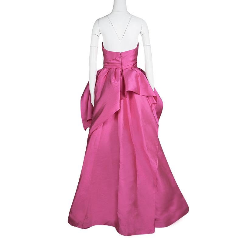 reem acra pink gown