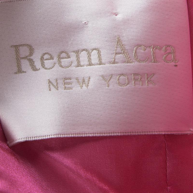 Women's Reem Acra Pink Satin Draped Ruffle Layered Strapless Gown M
