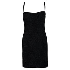 Dolce and Gabbana Black Textured Jacquard Sleeveless Dress L