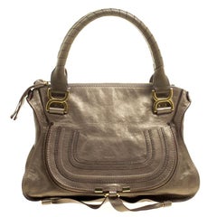 Chloe Metallic Dark Beige Leather Medium Marcie Satchel