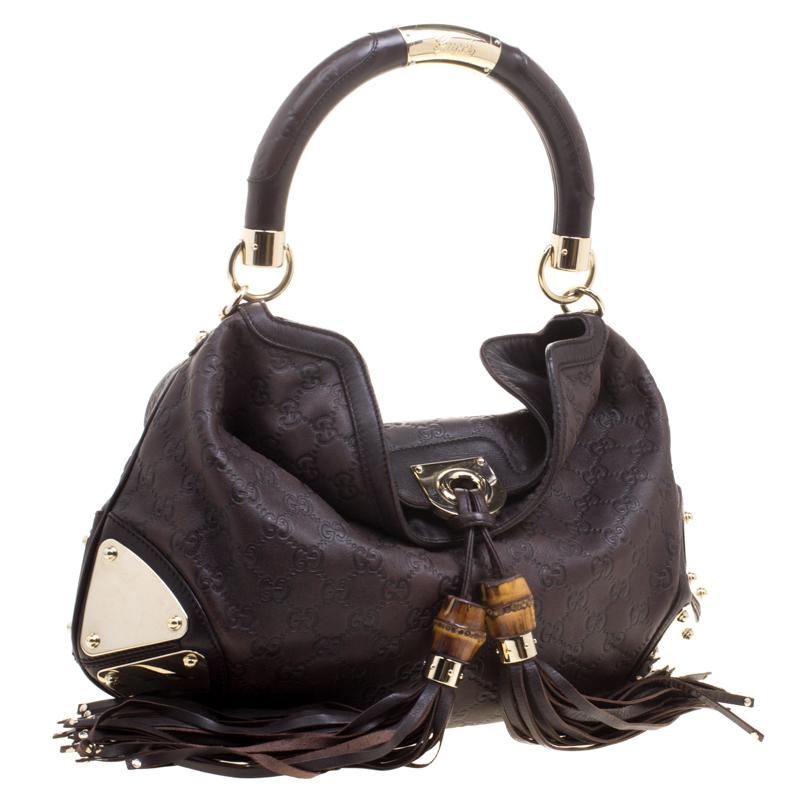 Gucci Dark Brown Guccissima Leather Medium Indy Top Handle Bag 2