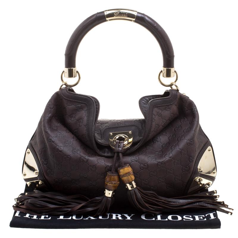 Gucci Dark Brown Guccissima Leather Medium Indy Top Handle Bag 4
