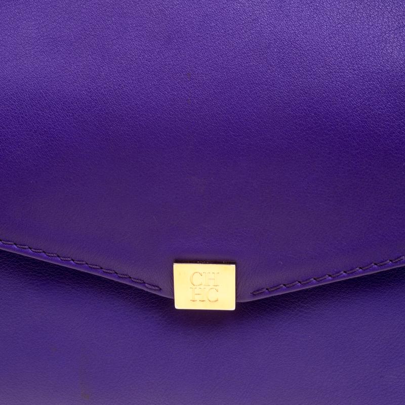 Carolina Herrera Purple Leather Envelope Shoulder Bag 5