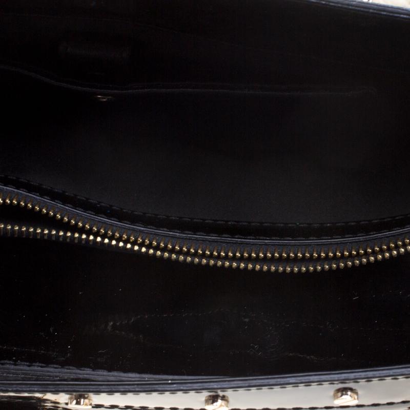 Women's Versace Black Quilted Patent Leather Snap Out Of It Tote