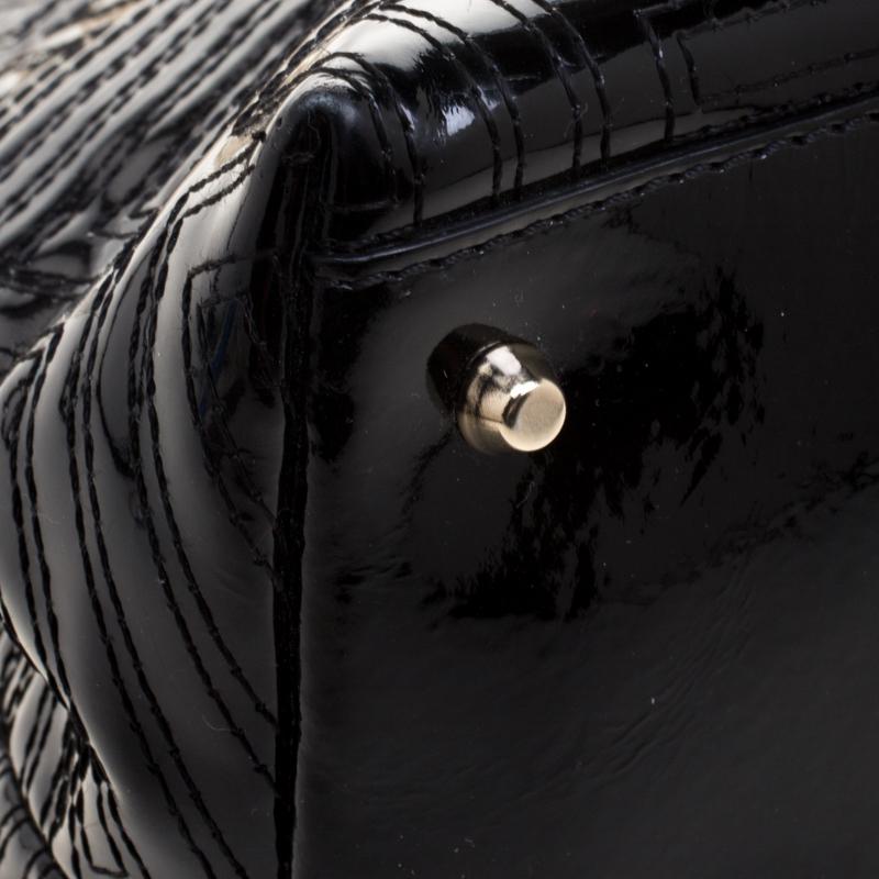 Versace Black Quilted Patent Leather Snap Out Of It Tote 8