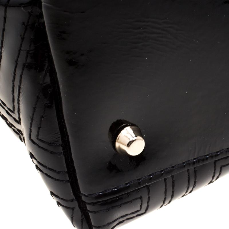 Versace Black Quilted Patent Leather Snap Out Of It Tote 7