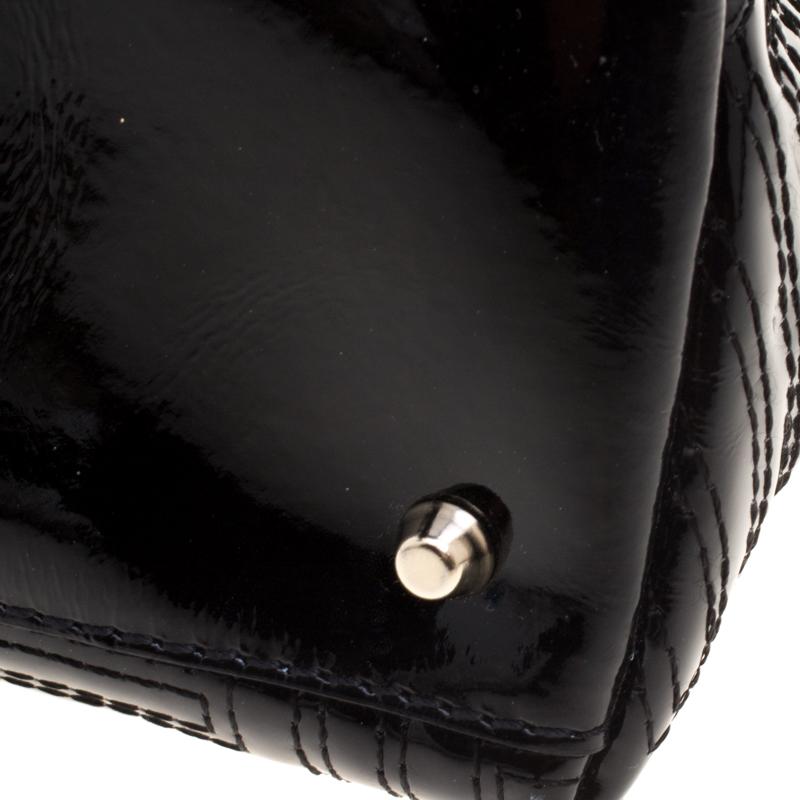 Versace Black Quilted Patent Leather Snap Out Of It Tote 2