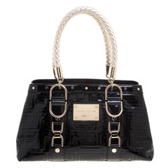 Versace Black Quilted Patent Leather Snap Out Of It Tote