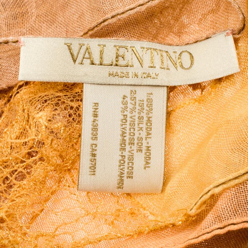 Orange Valentino Multicolor Scallop Lace Detail Scarf