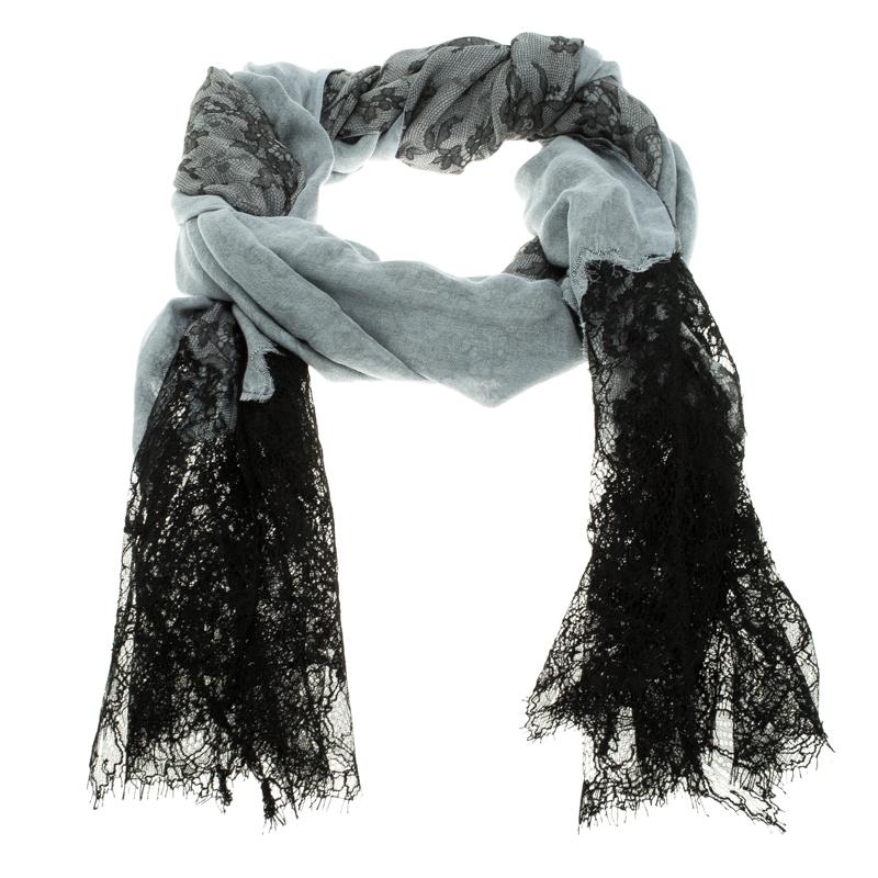 Complete all your ensembles with a touch of elegance using this Valentino scarf! Designed is a gorgeous grey hue as well as scallop and lace detailing, the scarf simply delights. It will surely make one stylish accessory in your closet.

Includes: