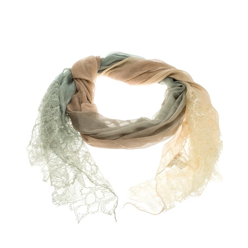 Drape elegance around your neck with this Valentino scarf! In a burst of multiple colours with scallop and lace detailing, the scarf simply delights. It will surely make one stylish accessory in your closet.

Includes: The Luxury Closet Packaging,