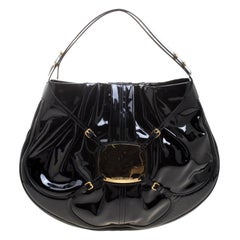 Alexander McQueen Black Patent Leather Clover Hobo