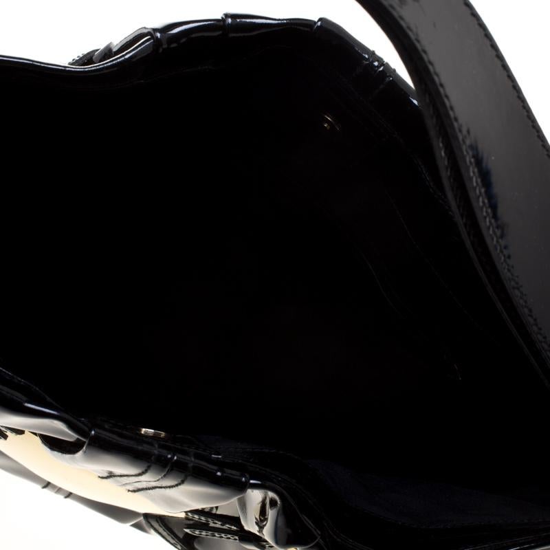 Alexander McQueen Black Patent Leather Clover Hobo 3