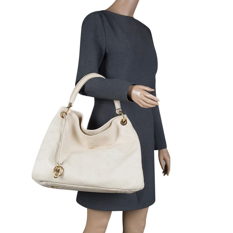 Beige Louis Vuitton Neige Monogram Empreinte Leather Artsy MM Bag