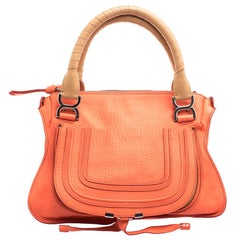 Used Chloe Neon Orange Leather Medium Marcie Satchel