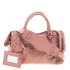 Balenciaga Vieux Rose Leather Mini Silver Hardware City Bag