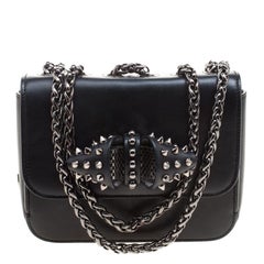 Christian Louboutin Black Leather Sweet Charity Loubi Bow Shoulder Bag