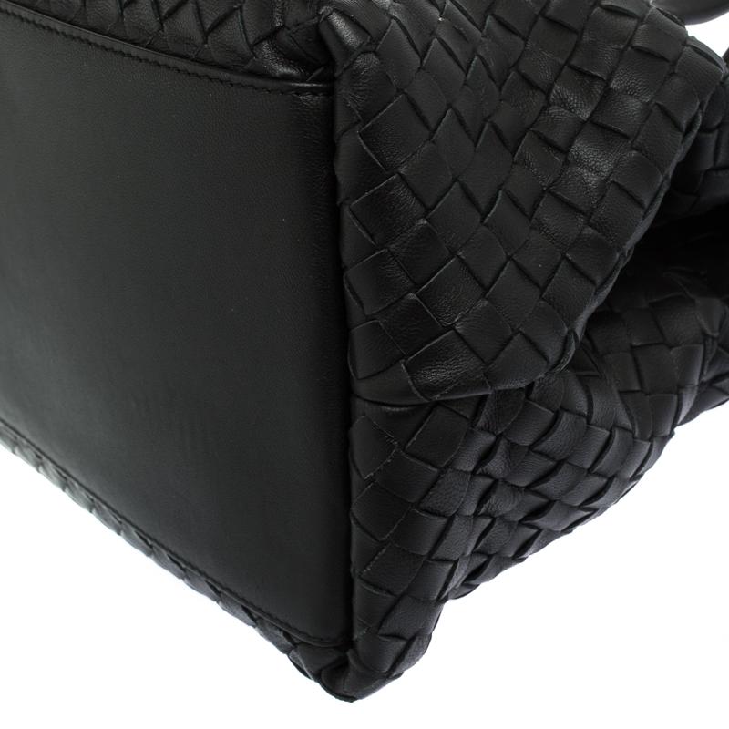 Bottega Veneta Black Intrecciato Nappa Leather Medium Top Handle Bag 5