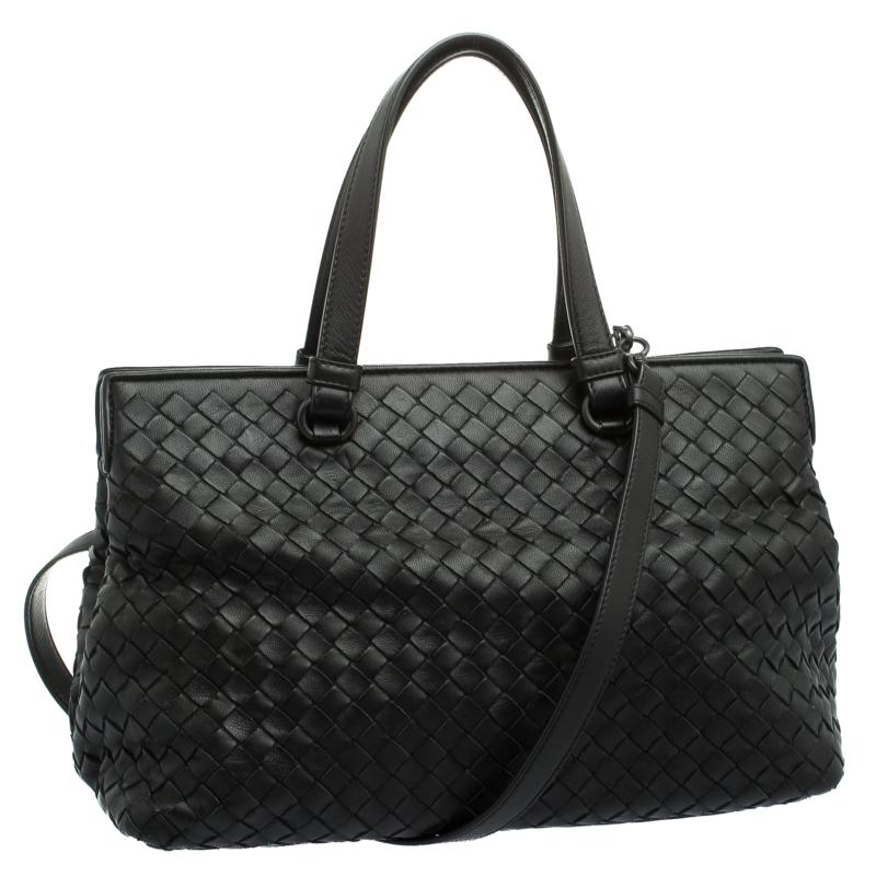 Bottega Veneta Black Intrecciato Nappa Leather Medium Top Handle Bag 7