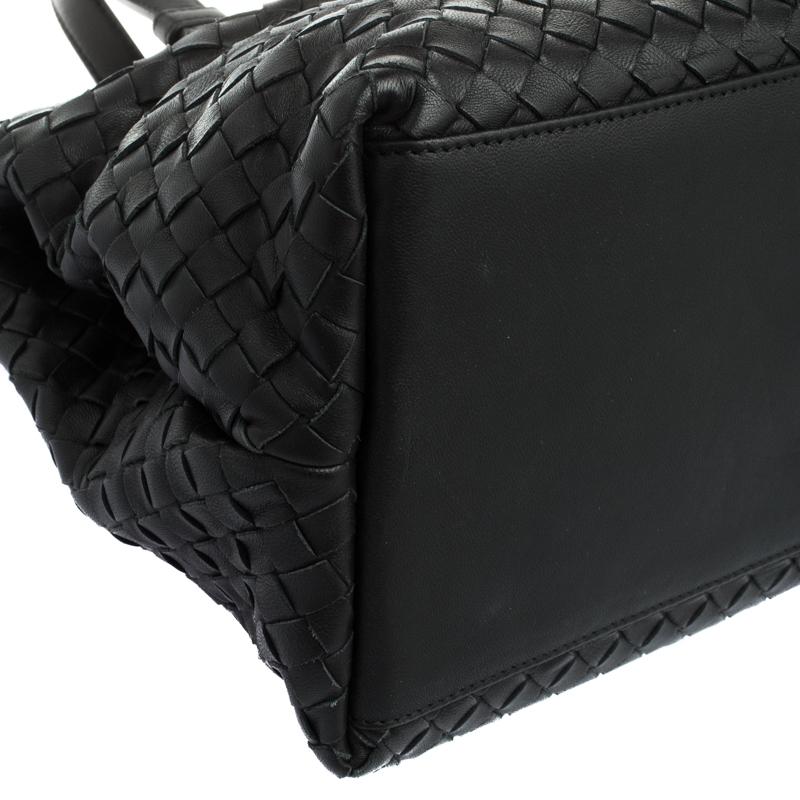 Bottega Veneta Black Intrecciato Nappa Leather Medium Top Handle Bag 8