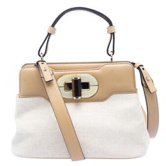 Bvlgari Beige Canvas and Leather Isabella Rossellini Shoulder Bag