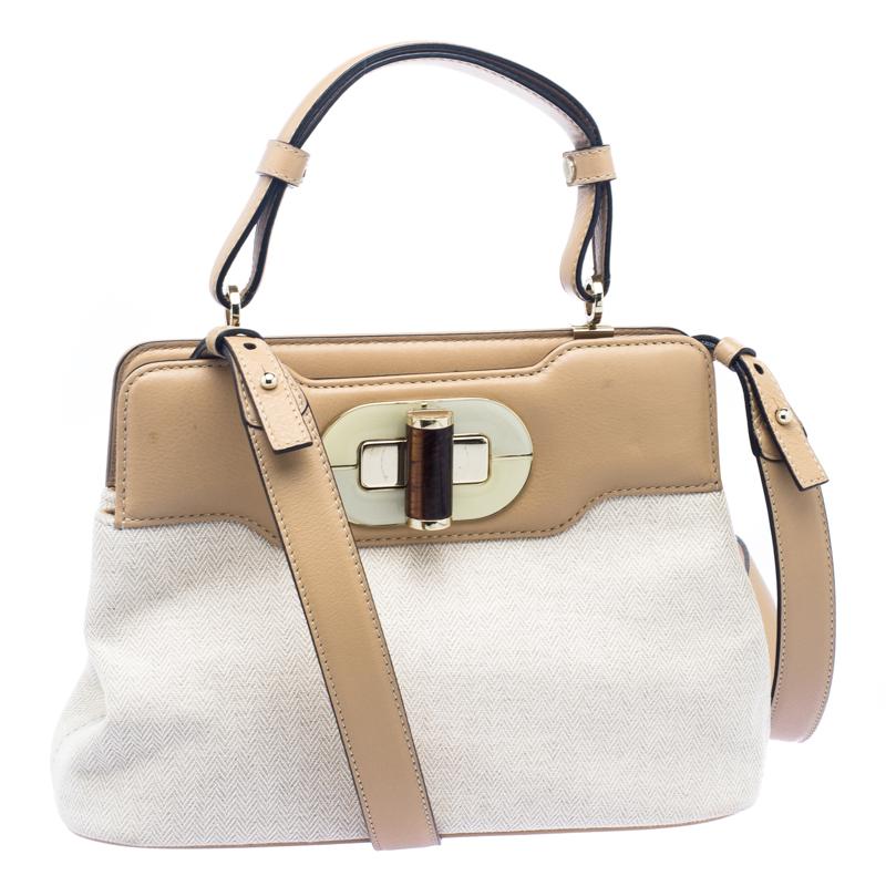 Bvlgari Beige Canvas and Leather Isabella Rossellini Shoulder Bag 5
