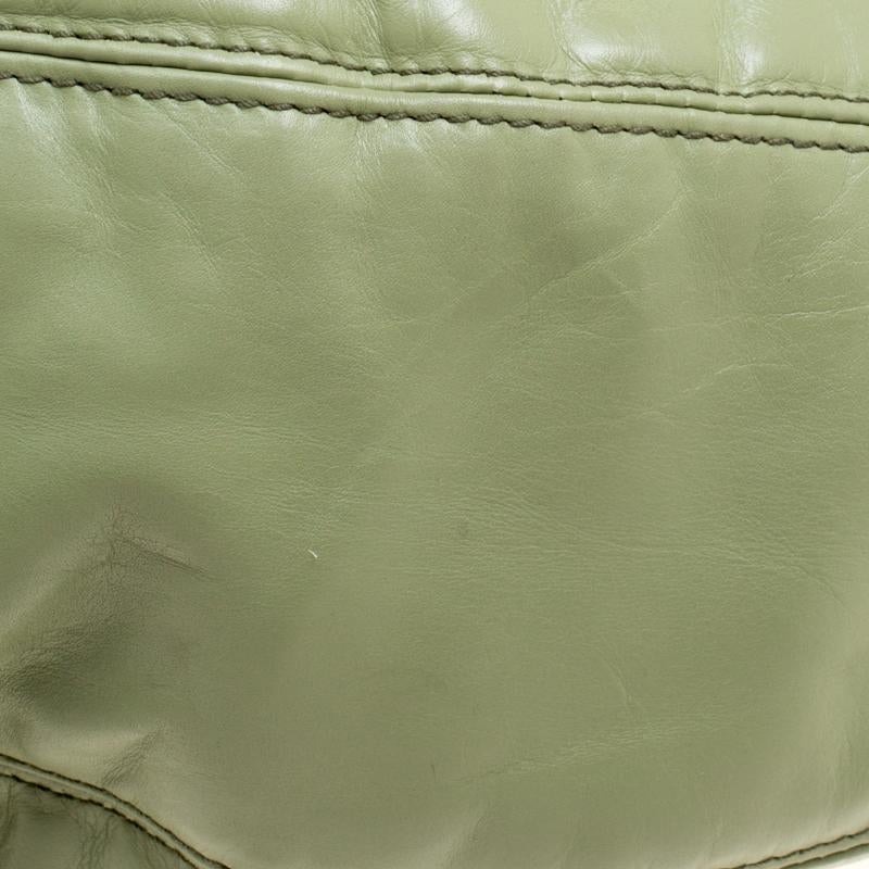 Bottega Veneta Olive Green Leather Woven Handle Hobo 6