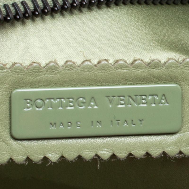 Women's Bottega Veneta Olive Green Leather Woven Handle Hobo