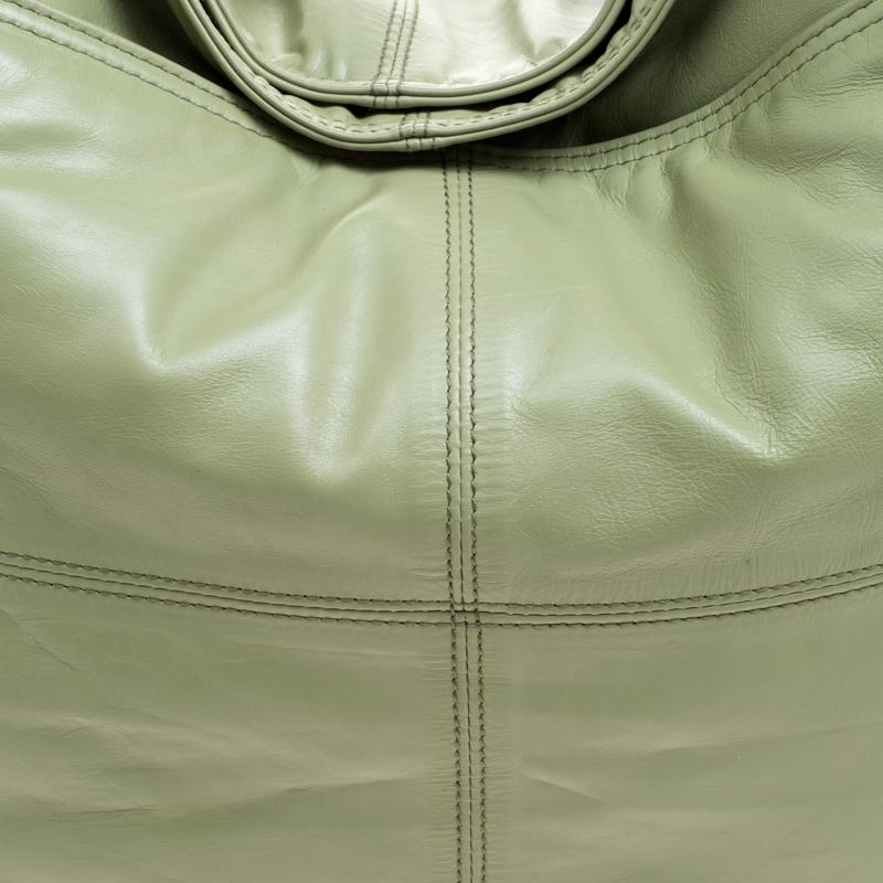 Bottega Veneta Olive Green Leather Woven Handle Hobo 1