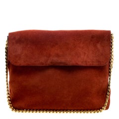 Celine Red Suede Gourmette Shoulder Bag