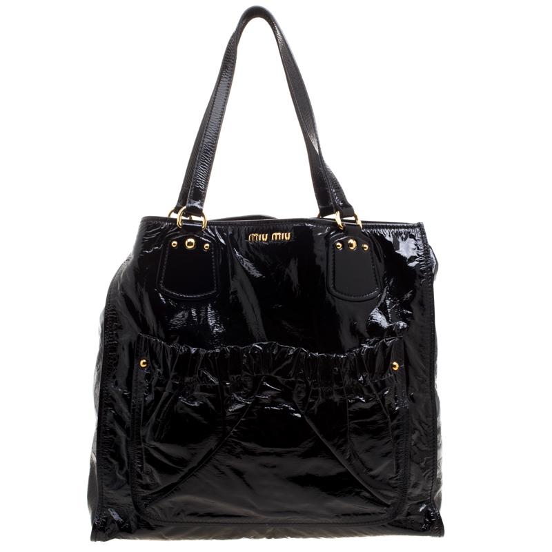 Miu Miu Black Patent Leather Tote