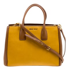 Miu Miu Yellow/Brown Leather Convertible Tote