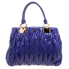 Miu Miu Lilac Matelasse Patent Leather Shopper Tote