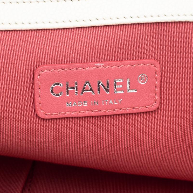 Chanel Cream/Rose Ombre Quilted Caviar Leather Shopping Tote 3