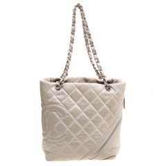 Chanel Grey Quilted Leather CC Bucket Bag