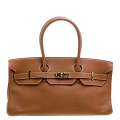 Hermes Brown Togo Leather Gold Hardware Shoulder Birkin 42 Bag