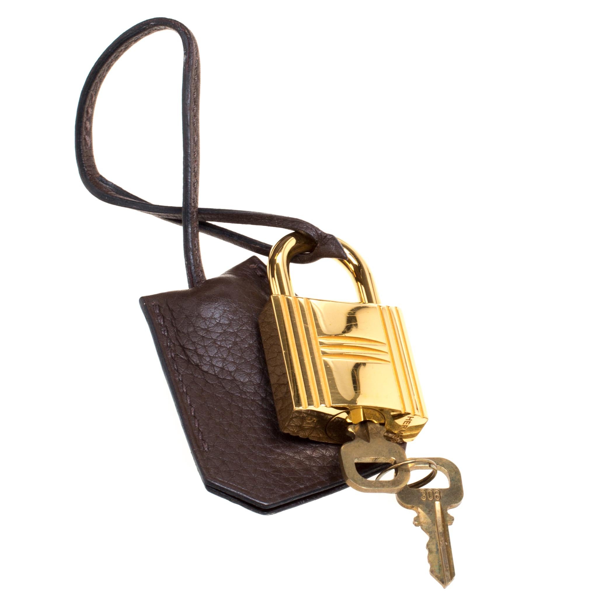 Hermes Cacao Clemence Leather Gold Hardware Shoulder Kelly 40 Bag 2