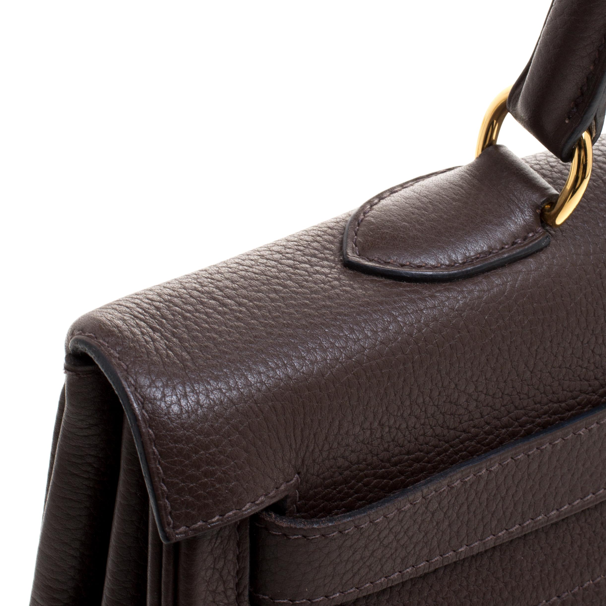 Hermes Cacao Clemence Leather Gold Hardware Shoulder Kelly 40 Bag 3