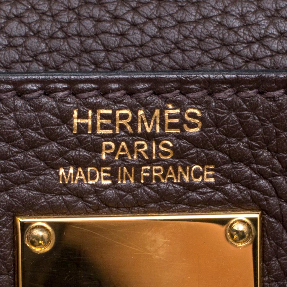 Hermes Cacao Clemence Leather Gold Hardware Shoulder Kelly 40 Bag 6